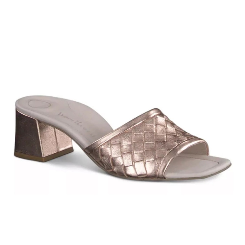 Paul Green rose gold Woven Block Heel Sandals
